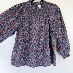 NWT JCREW Women's Floral Smocked Blouse Large Bloomcore Boho Preppy